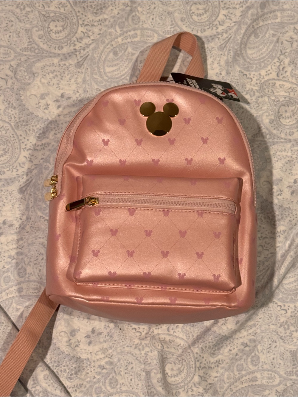 Disney Pink Mini Mickey Faux-Leather Backpack with Gold Accent